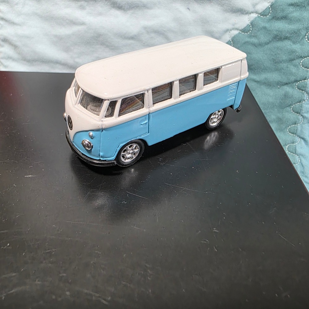 Volkswagen Bus Diecast Toy Light Blue White Two Tone Vintage Style